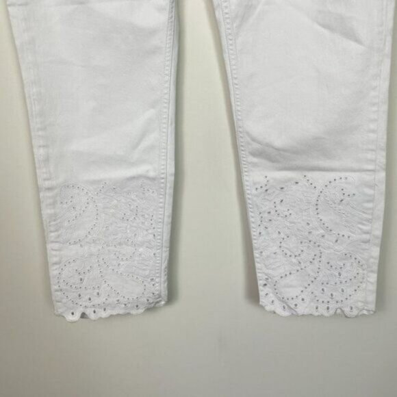 Ted Baker Marriaa Embroidered Hem High Rise Skinny Ankle Jean White Plus Size 34 - Picture 9 of 16